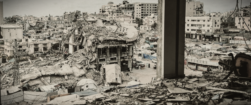Photo from Quds Network, depicting destroyed buildings in Gaza City