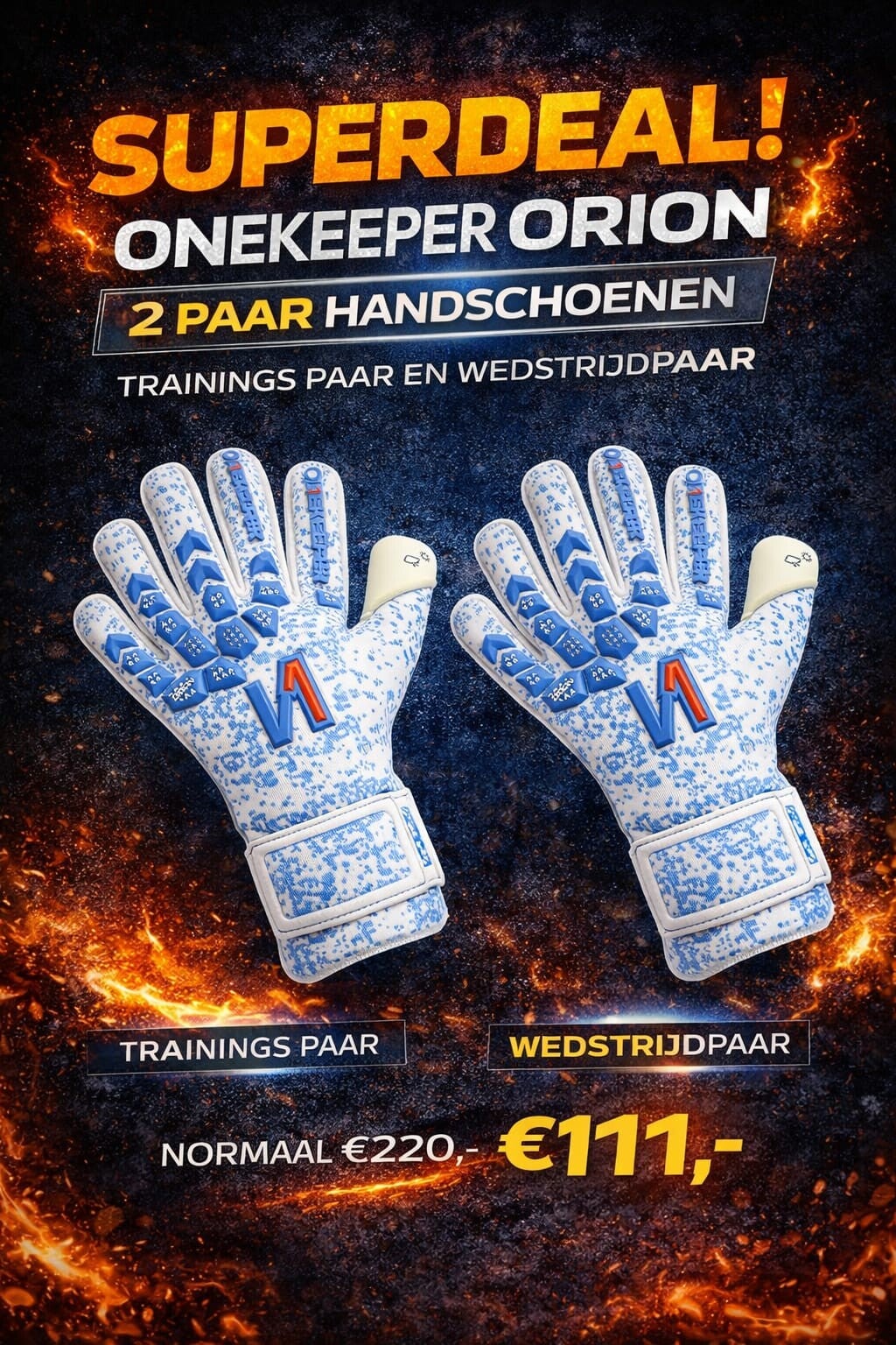 Onekeeper Orion Keepershandschoenen Wit Blauw