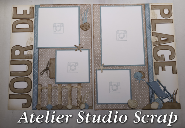 Page Scrapbooking 8 1/2 x 11, Jour de plage