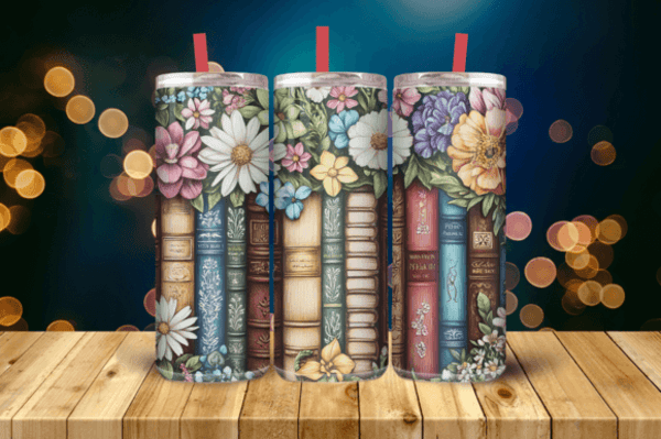 Floral Book  tumbler