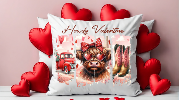 Howdy Valentine Tri Brushstroke Pillow