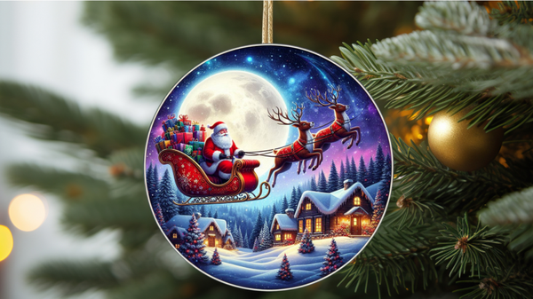 Santa in the sky ornament