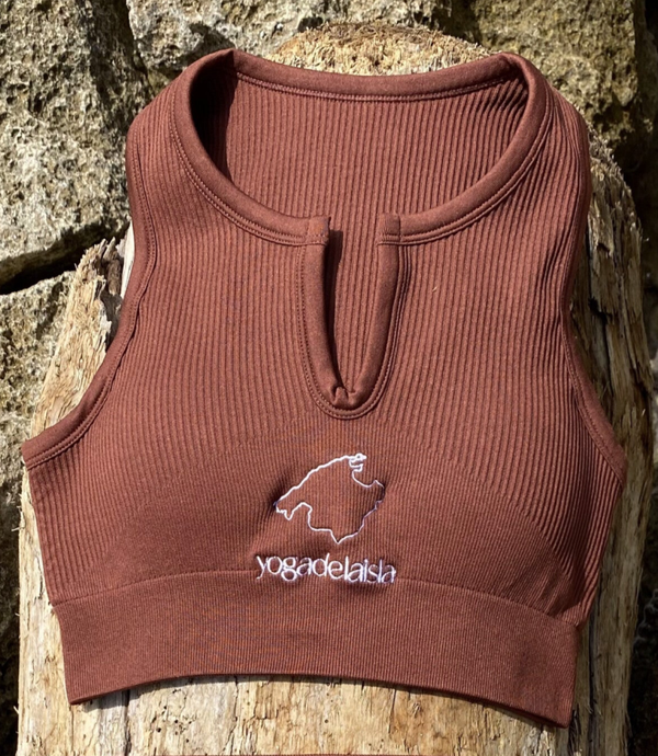 Top con escote V marrón "la isla"