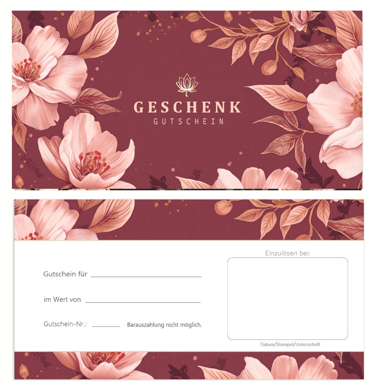 Geschenkgutschein für alle Anlässe (F390) Blumenmotiv  Beauty Kosmetik  Floristik