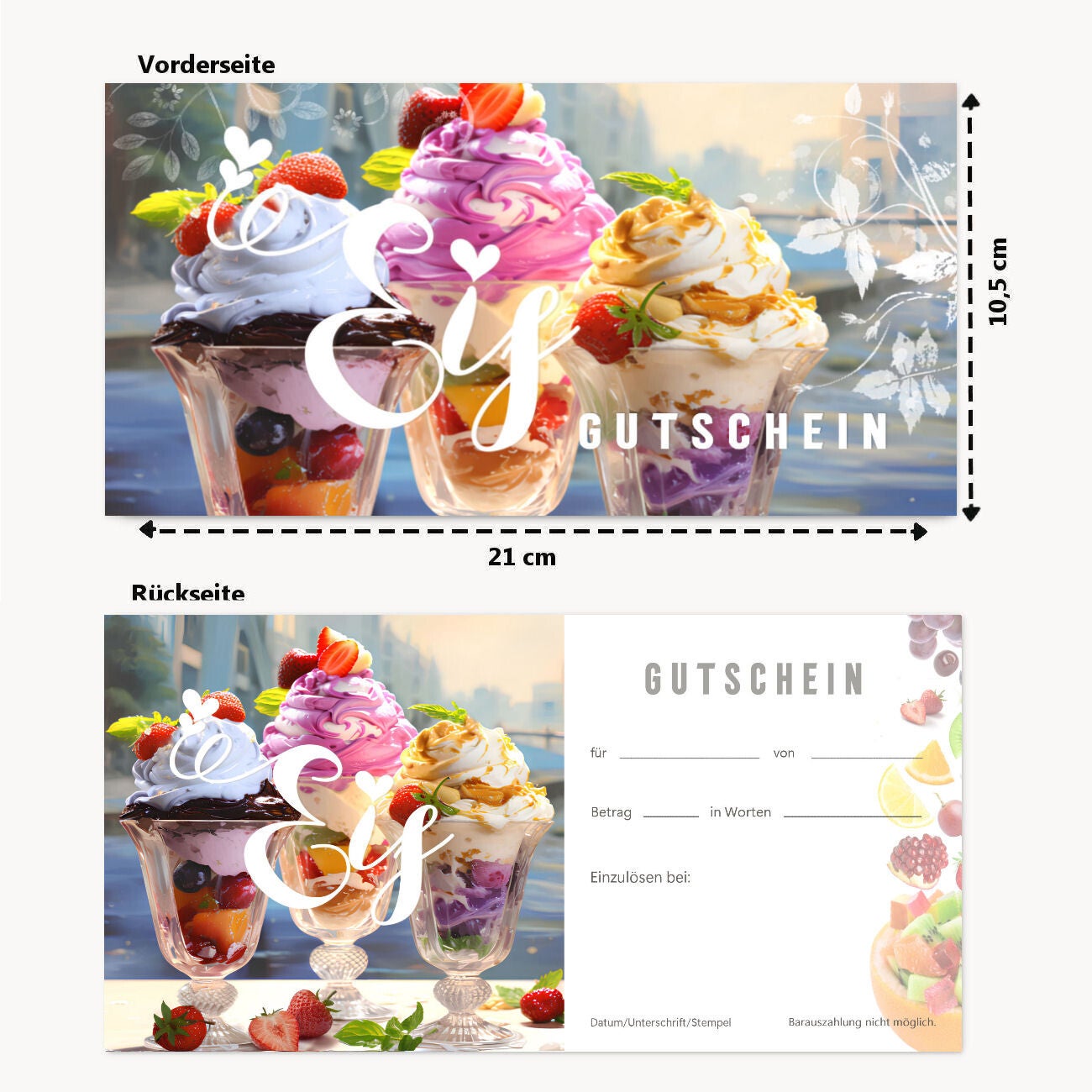 Geschenkgutschein für Gastronomie (F397) Bäckerei Cafe Eisdielen Cafeteria Restaurant