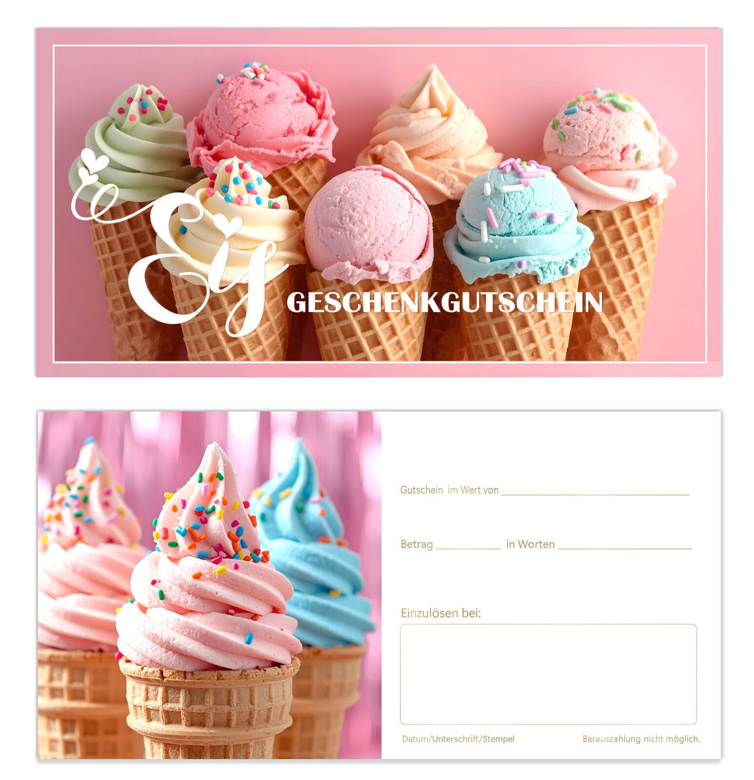 Geschenkgutschein für Gastronomie (F399) Bäckerei Cafe Eisdielen Cafeteria Restaurant