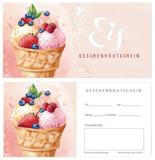 Geschenkgutschein für Gastronomie (F394) Bäckerei Cafe Eisdielen Cafeteria Restaurant