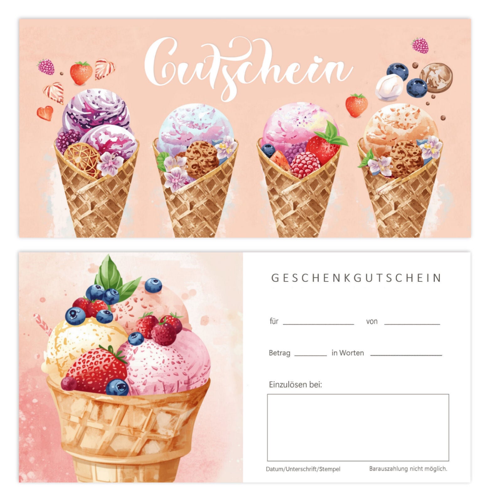 Geschenkgutschein für Gastronomie (F401) Bäckerei Cafe Eisdielen Cafeteria Restaurant