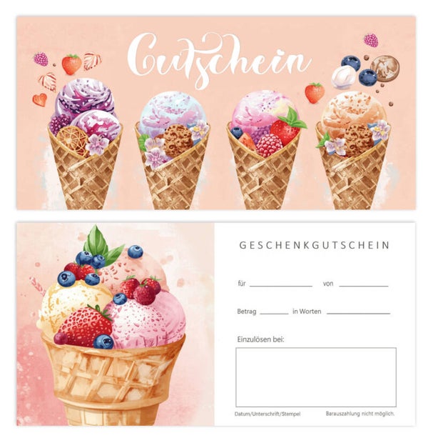 Geschenkgutschein für Gastronomie (F401) Bäckerei Cafe Eisdielen Cafeteria Restaurant