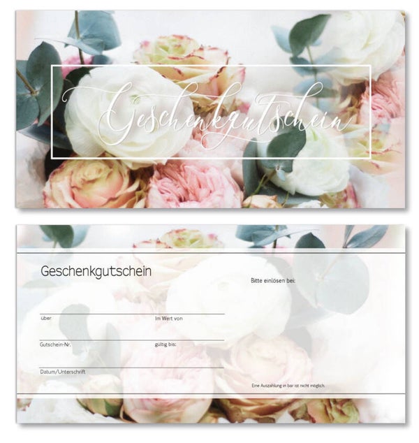Geschenk Gutschein (F091)  Wellness Beauty Kosmetik Blumen Floristik