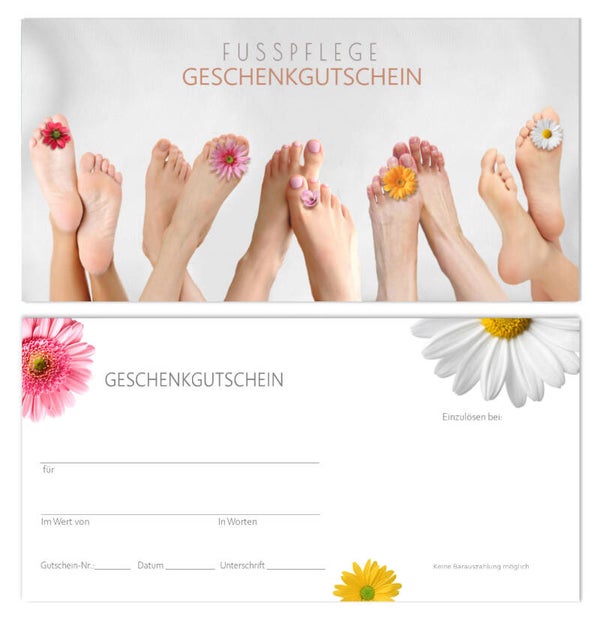 Geschenk Gutschein  (B141)  Wellness Fussmassage Fußpflege Podologie