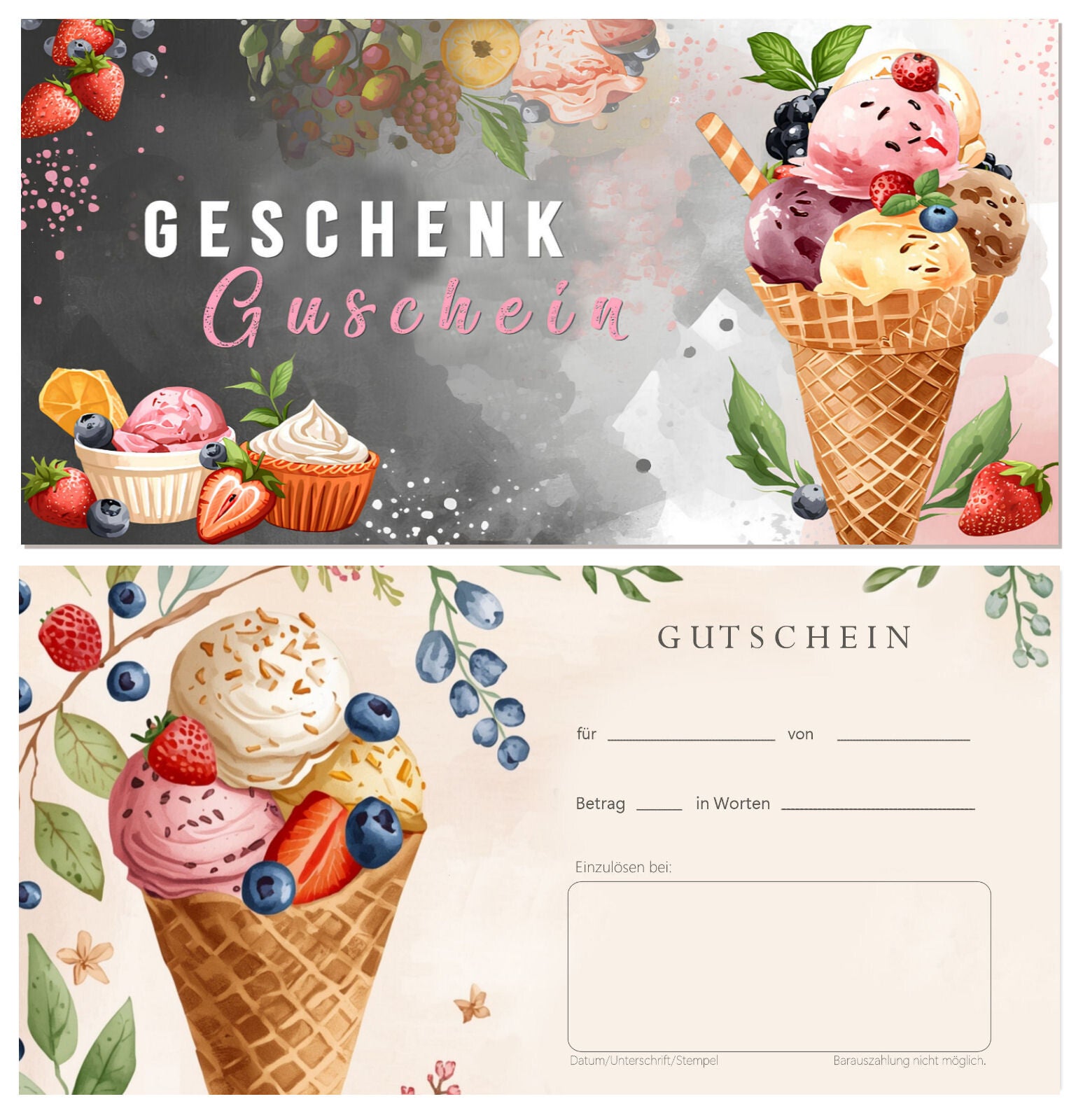 Geschenkgutschein für Gastronomie (F393) Bäckerei Cafe Eisdielen Cafeteria Restaurant