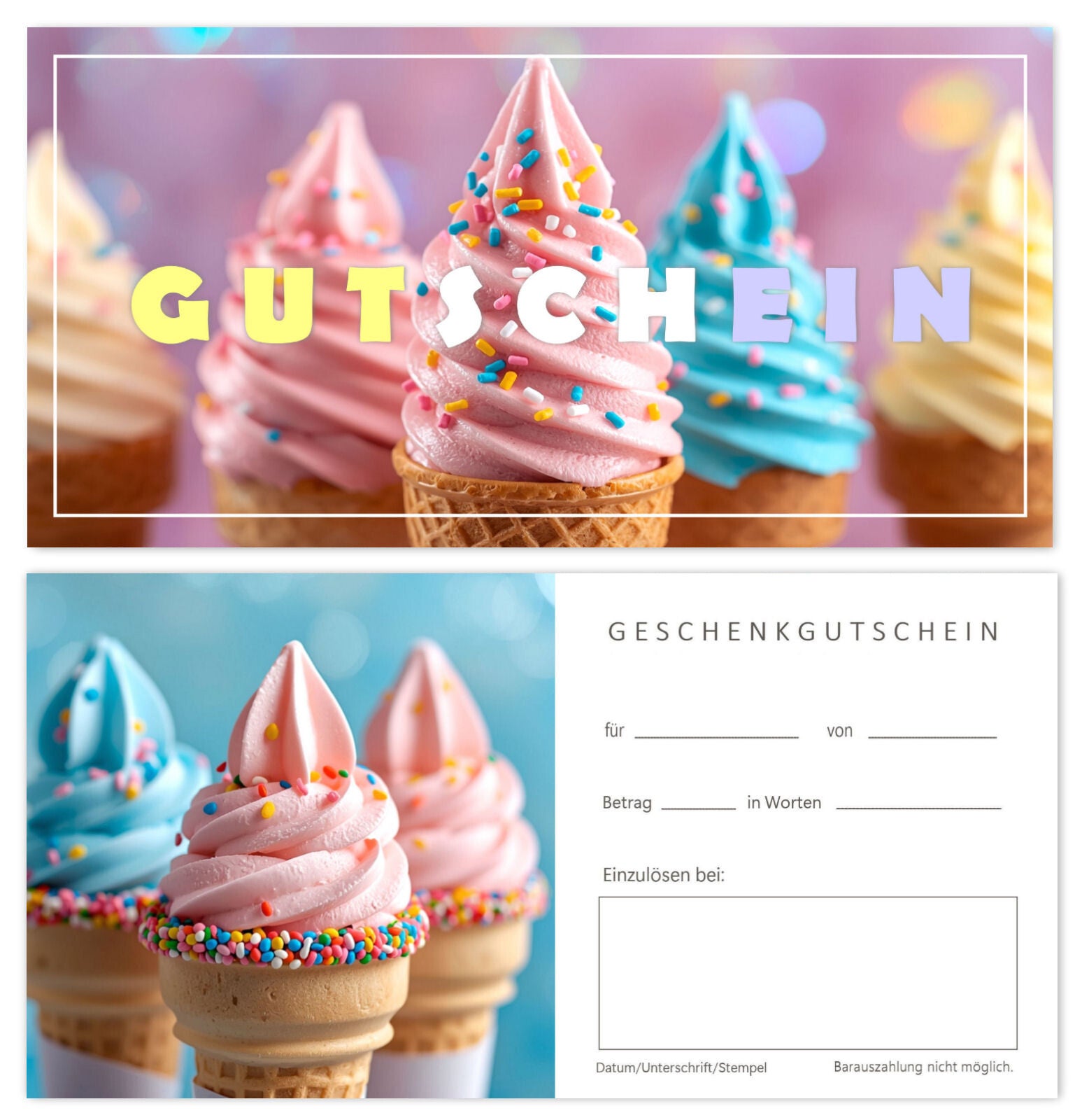 Geschenkgutschein für Gastronomie (F400) Bäckerei Cafe Eisdielen Cafeteria Restaurant