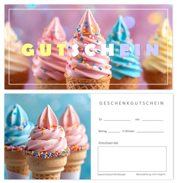 Geschenkgutschein für Gastronomie (F400) Bäckerei Cafe Eisdielen Cafeteria Restaurant