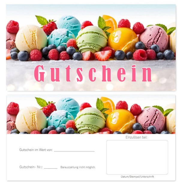 Geschenkgutschein für Gastronomie (F273) Restaurant  Eisdielen Eis Cafeteria