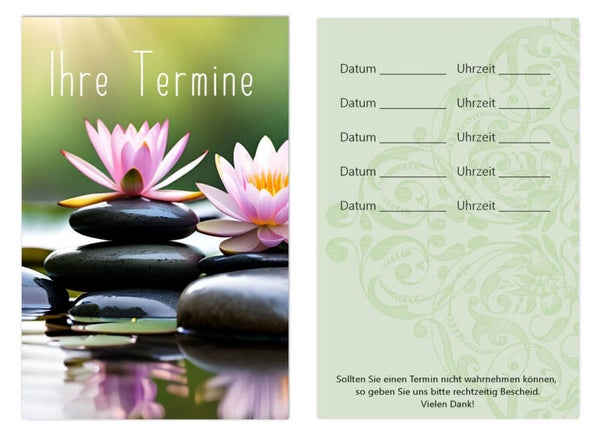 Hochwertige Terminkarten (T264)  Wellness Massage Beauty Kosmetik