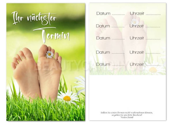 Hochwertige Terminkarten (T156)  Fußpflege Wellness Massage Beauty Kosmetik