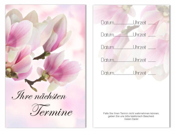 Hochwertige Terminkarten (T145)  Wellness Massage Beauty Kosmetik