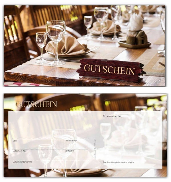 Geschenkgutschein für Gastronomie (F221) Restaurant Hotel