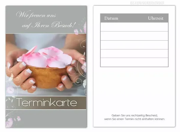 Hochwertige Terminkarten (T200)   Nagelstudio Wellness Massage Maniküre Nail