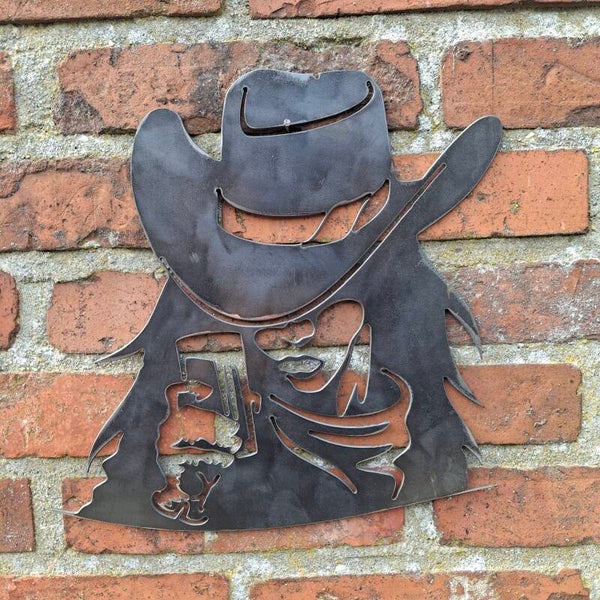 Cowgirl - Metalen wanddecoratie