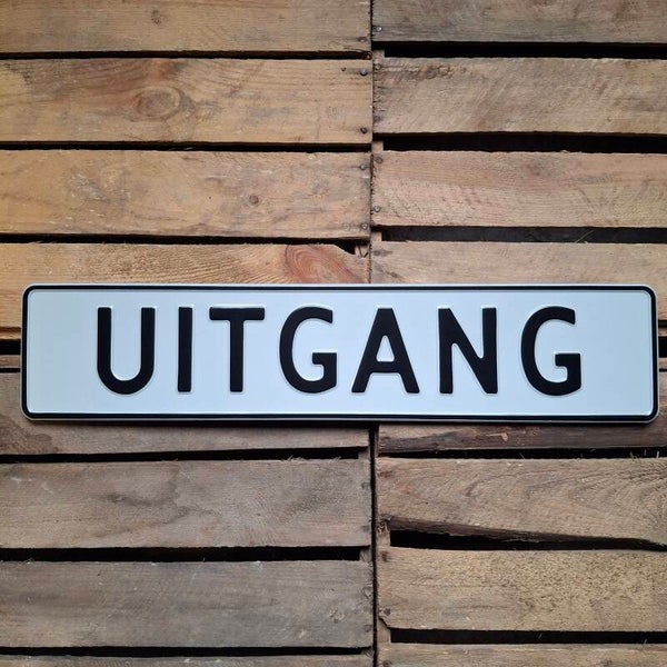 Uitgang - Metalen nummerplaat wit