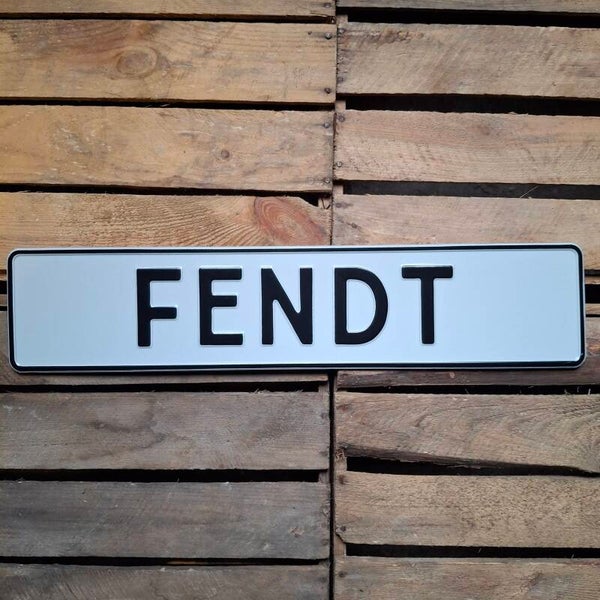 Fendt - Metalen nummerplaat wit