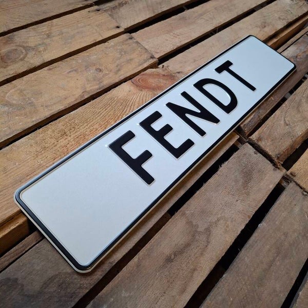 Fendt - Metalen nummerplaat wit