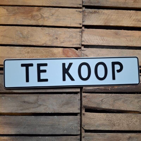 Te koop - Metalen nummerplaat wit