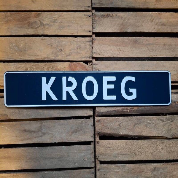Kroeg - Metalen nummerplaat oud blauw