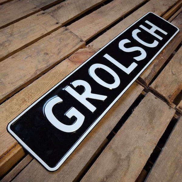 Grolsch - Metalen nummerplaat zwart