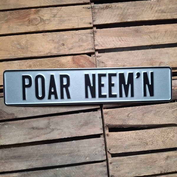 Poar neem'n - Metalen nummerplaat zilver