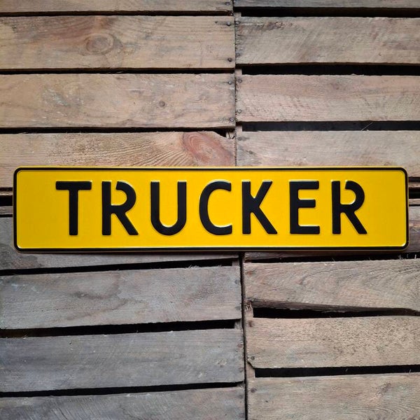Trucker - Metalen nummerplaat geel
