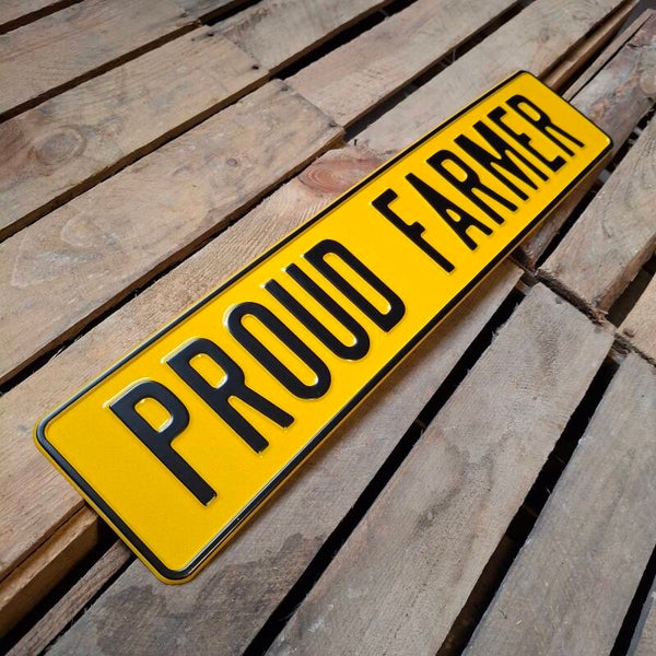 Proud farmer - Metalen nummerplaat geel