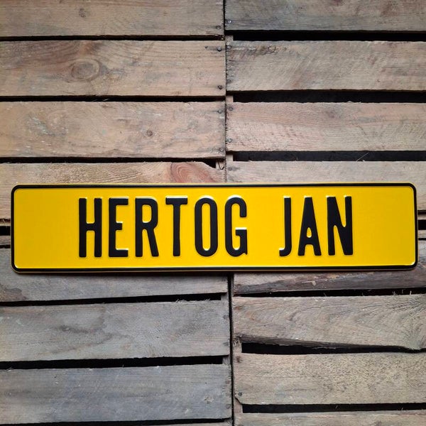 Hertog Jan - Metalen nummerplaat geel