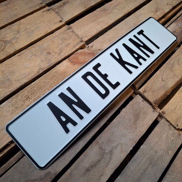 An de kant - Metalen nummerplaat wit