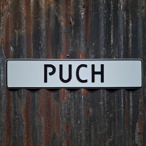 Puch - Metalen nummerplaat wit