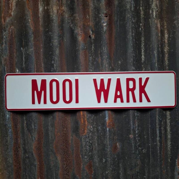 Mooi Wark - Metalen nummerplaat wit