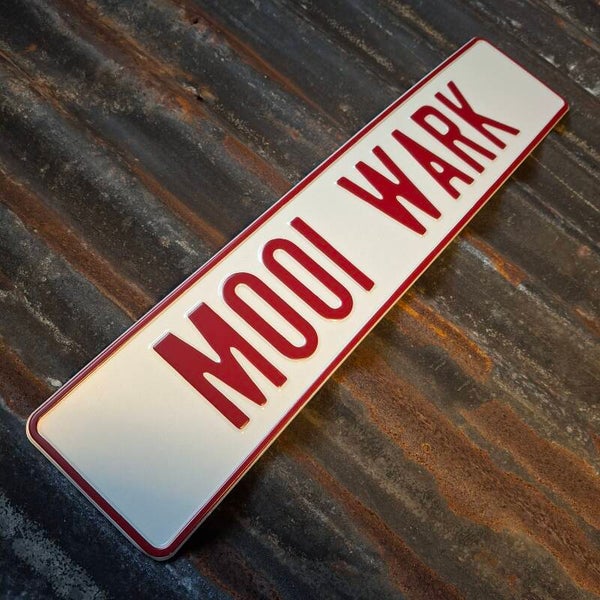 Mooi Wark - Metalen nummerplaat wit