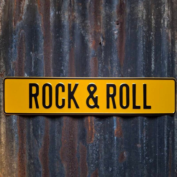 Rock & Roll - Metalen nummerplaat geel