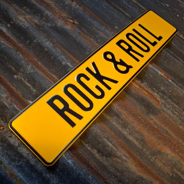 Rock & Roll - Metalen nummerplaat geel