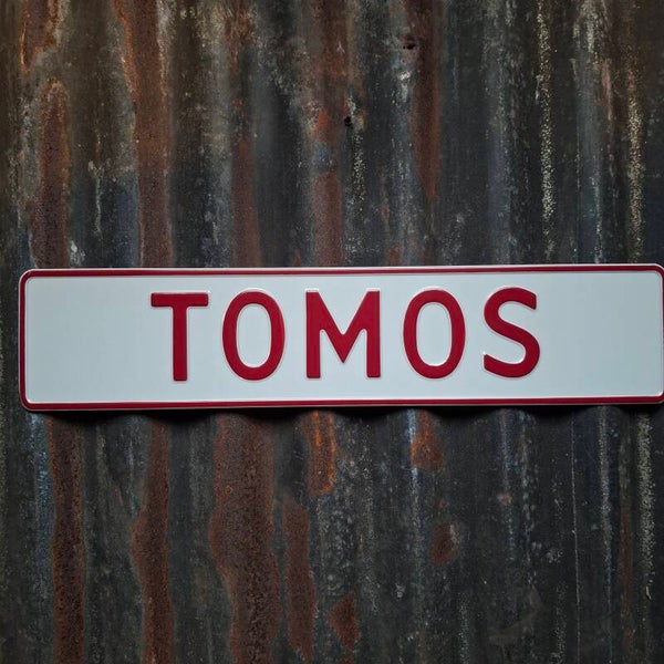 Tomos - Metalen nummerplaat wit