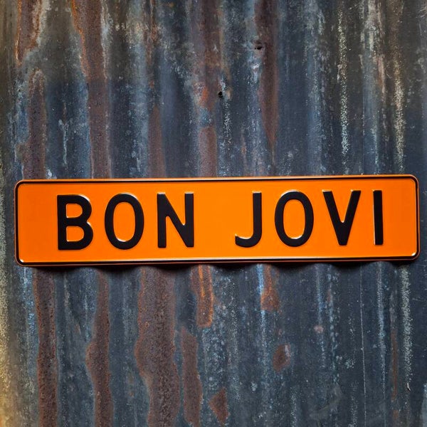 Bon Jovi - Metalen nummerplaat oranje