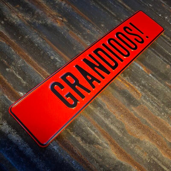 Grandioos - Metalen nummerplaat rood