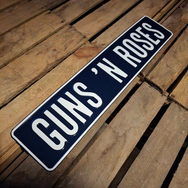 Guns 'n Roses - Metalen nummerplaat oud blauw