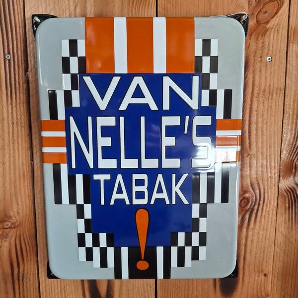 Van Nelle's tabak - Emaille bord met ophangoren