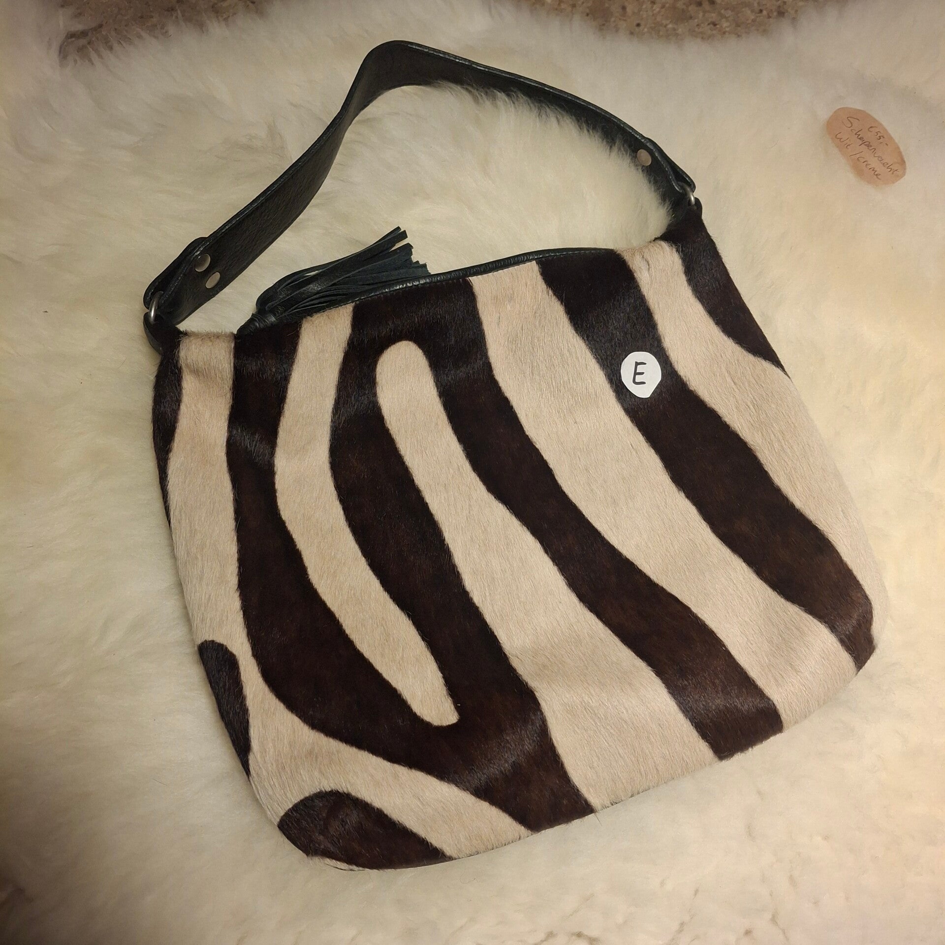 Handgemaakte leren tas - Zebraprint XL