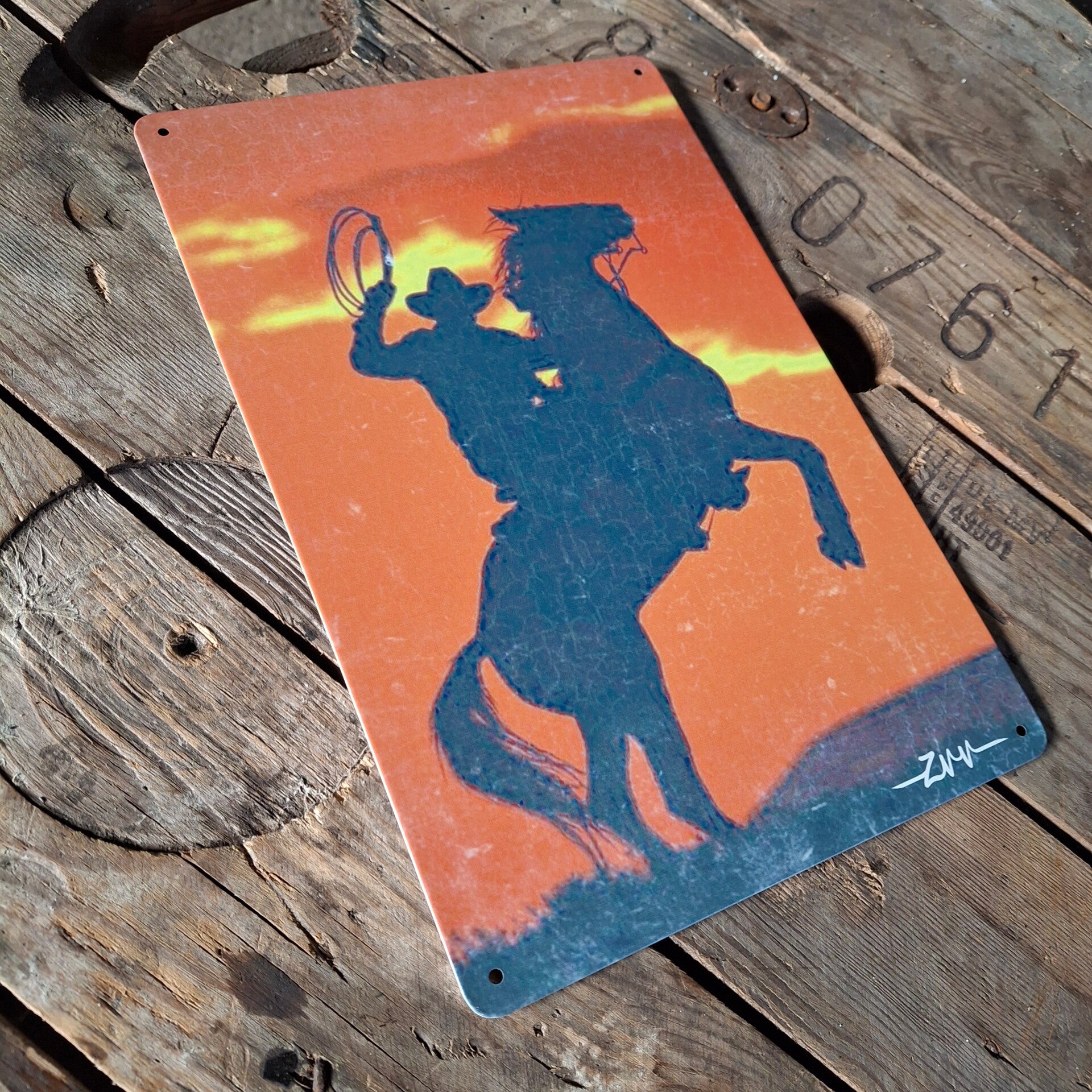 Cowboy - Metalen wandbord
