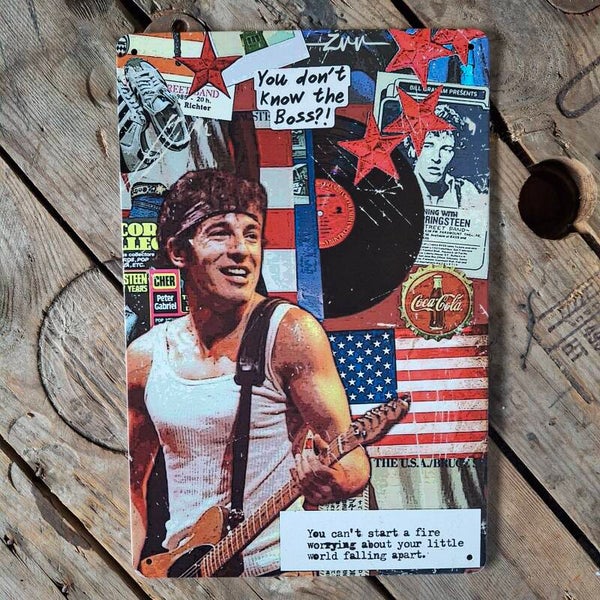 Bruce Springsteen Collage - Metalen wandbord