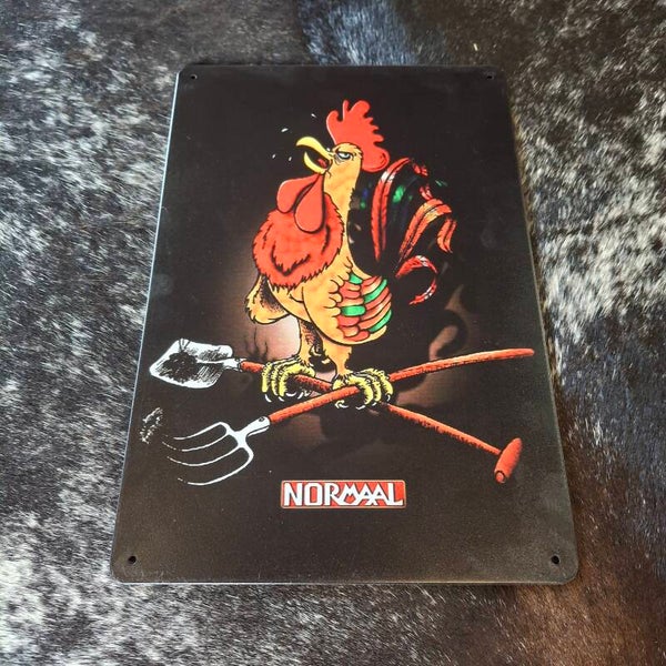 Normaal Haan - Metalen wandplaat